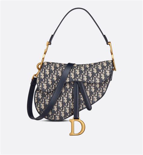 Sac Saddle à bandoulière Toile jacquard Dior Oblique bleu 